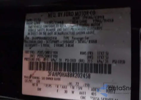 2011 Ford Fusion Se из США, поврежденный, VIN 3FAHP0HA8BR202458